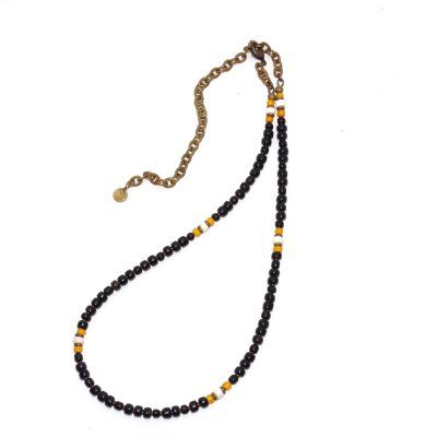 画像2: 【Seed beads】2way Necklace BLACK Yellow x White
