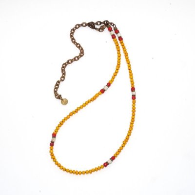 画像2: 【White Hearts】2way Necklace YELLOW Brown red x White