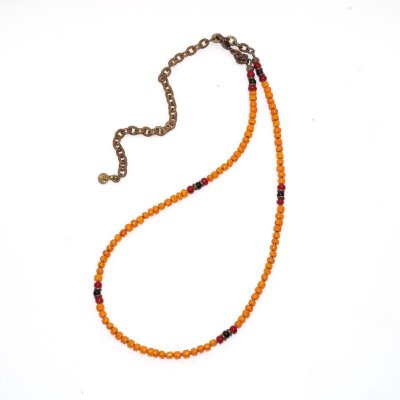 画像2: 【White Hearts】2way Necklace ORANGE Deep red x Black