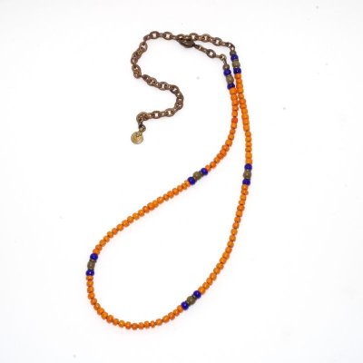 画像2: 【White Hearts】2way Necklace ORANGE Blue x Olive
