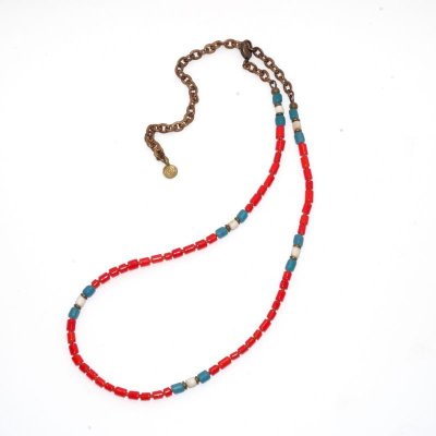 画像2: 【White Hearts】2way Necklace TUBE RED Light blue x White