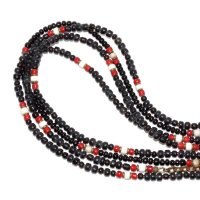 【Seed beads】2way Necklace BLACK Brown red x White
