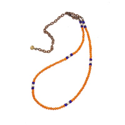 画像2: 【White Hearts】2way Necklace ORANGE Blue x White