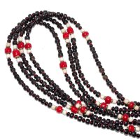 【Seed beads】2way Necklace BLACK White x Red
