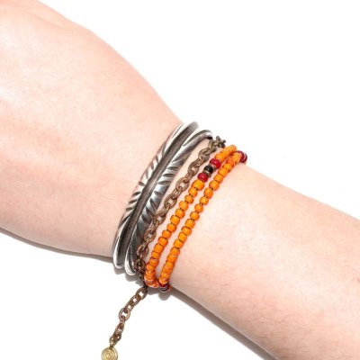 画像4: 【White Hearts】2way Necklace ORANGE Deep red x Black