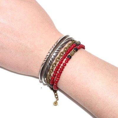 画像4: 【White Hearts】2way Necklace DEEP RED Black x Olive
