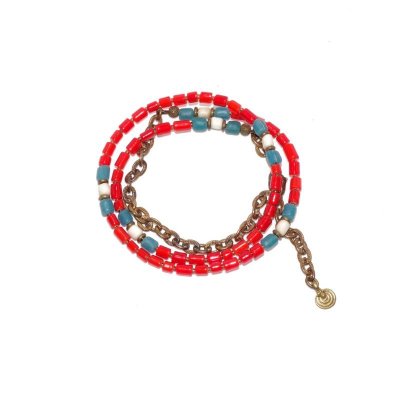 画像3: 【White Hearts】2way Necklace TUBE RED Light blue x White