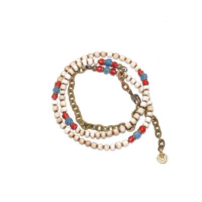 画像3: 【Seed beads】2way Necklace WHITE Brown red x Light blue
