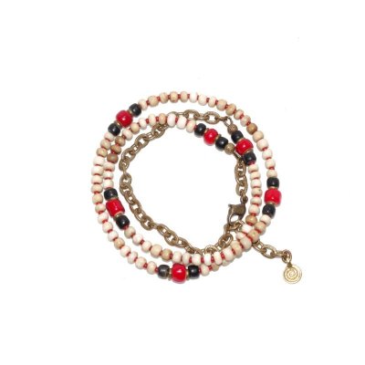画像3: 【Seed beads】2way Necklace WHITE Black x Red