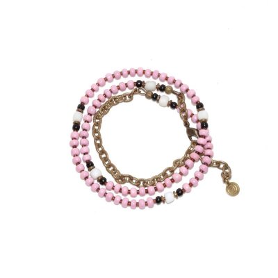 画像3: 【Seed beads】2way Necklace MASAI PINK Black x White