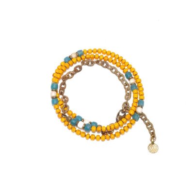 画像3: 【White Hearts】2way Necklace YELLOW Light blue x White