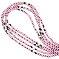 【Seed beads】2way Necklace MASAI PINK Black x White