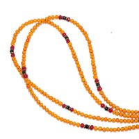 【White Hearts】2way Necklace ORANGE Deep red x Black