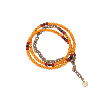 画像3: 【White Hearts】2way Necklace ORANGE Deep red x Black