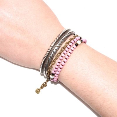 画像4: 【Seed beads】2way Necklace MASAI PINK Black x White