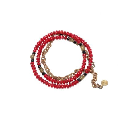 画像3: 【White Hearts】2way Necklace DEEP RED Black x Olive