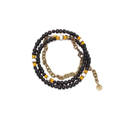 画像3: 【Seed beads】2way Necklace BLACK Yellow x White