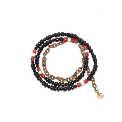 画像3: 【Seed beads】2way Necklace BLACK Brown red x White