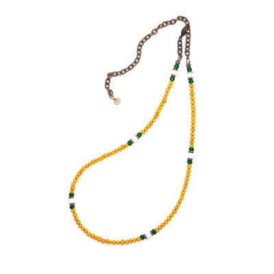 画像3: 【White Hearts】2way Necklace YELLOW Green x White