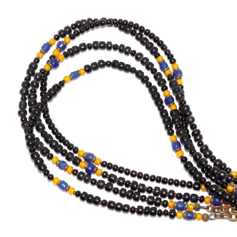 【Seed beads】2way Necklace BLACK Yellow x Blue