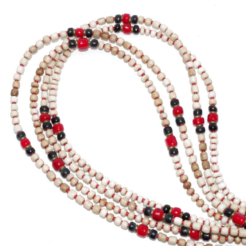 【Seed beads】2way Necklace WHITE Black x Red