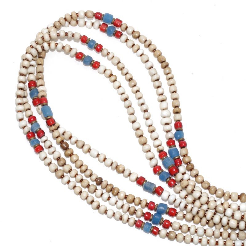 【Seed beads】2way Necklace WHITE Brown red x Light blue