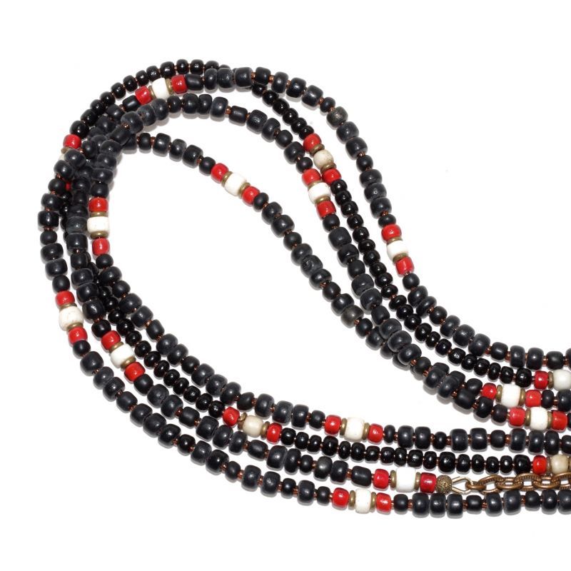 【Seed beads】2way Necklace BLACK Brown red x White