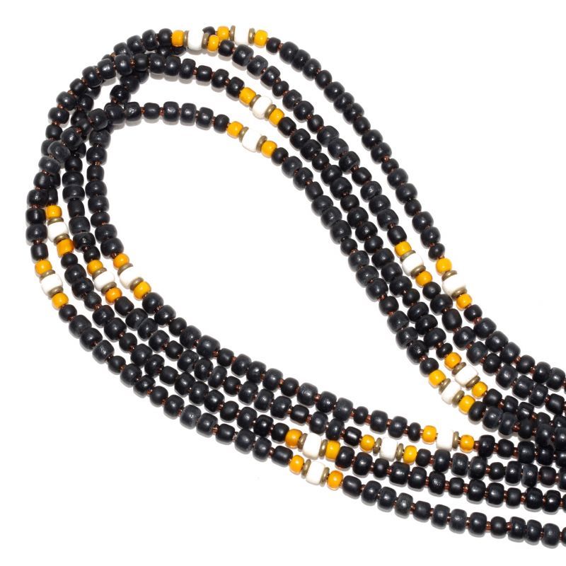 【Seed beads】2way Necklace BLACK Yellow x White