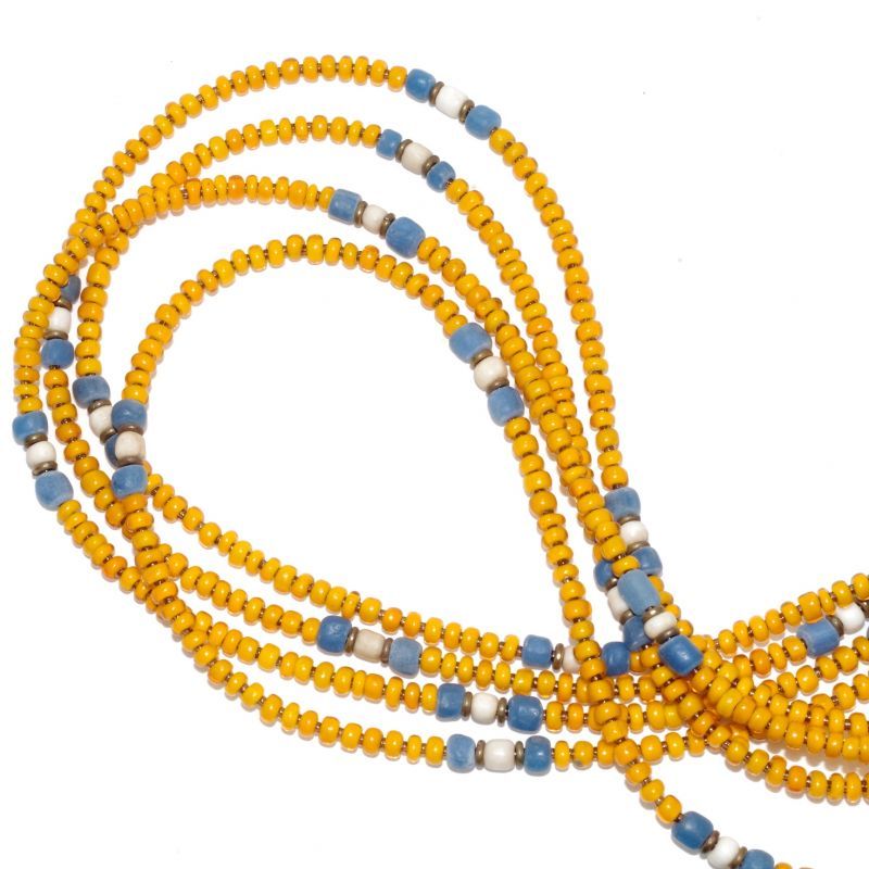【White Hearts】2way Necklace YELLOW Light blue x White