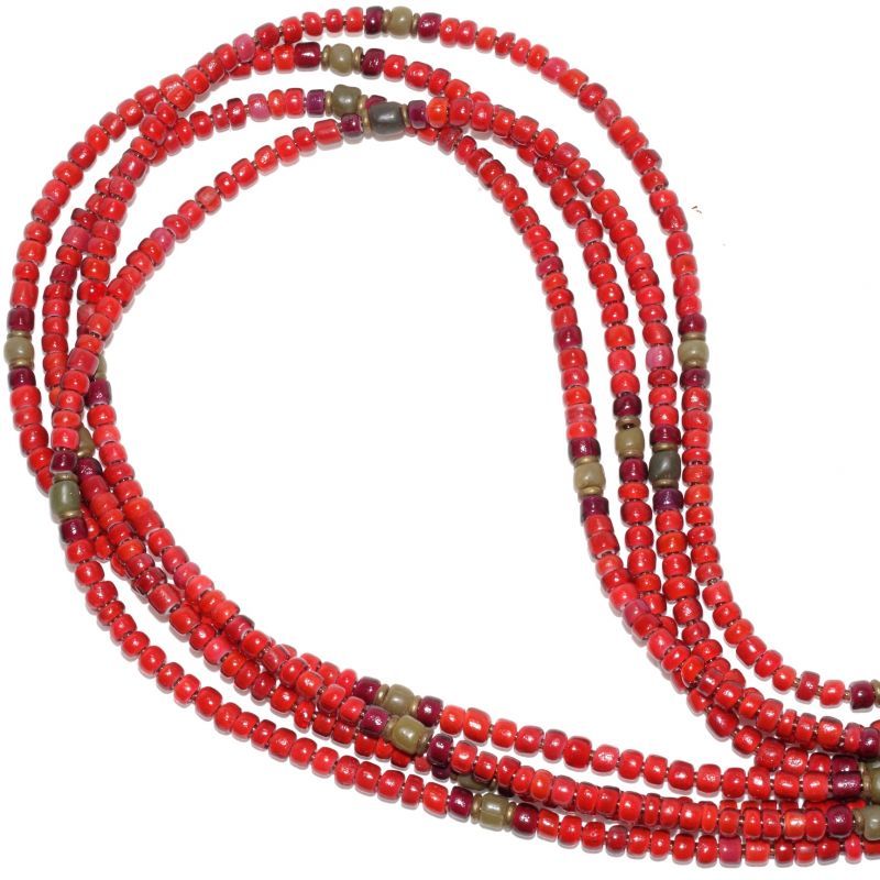 【White Hearts】2way Necklace BROWN RED Purple red x Olive