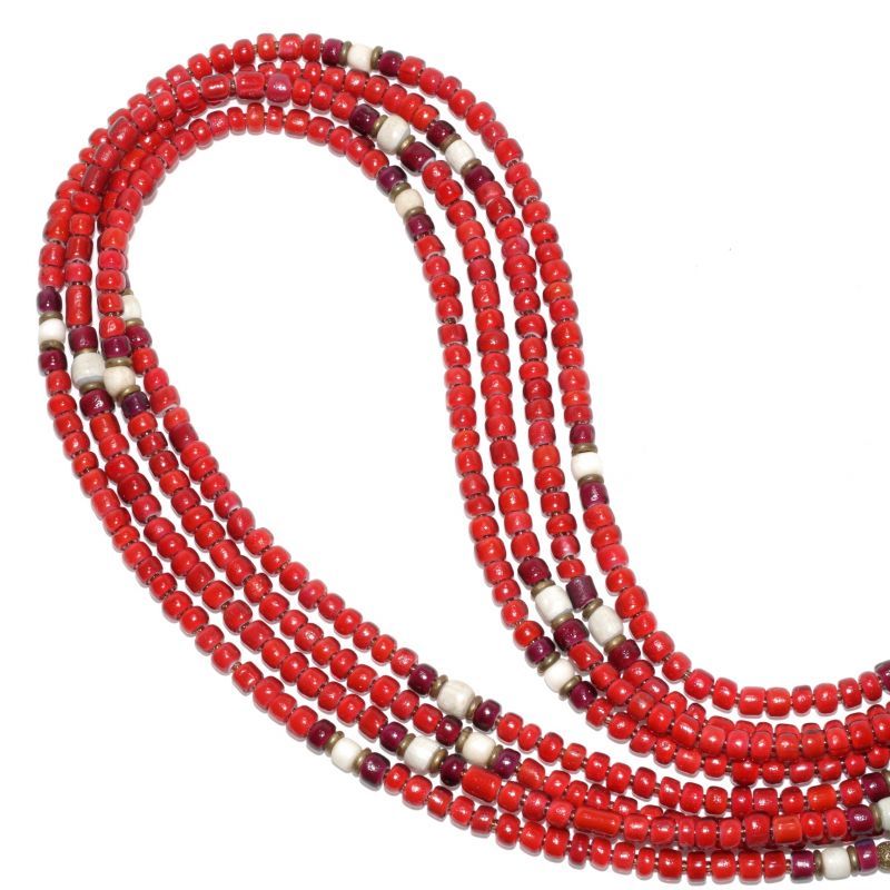 【White Hearts】2way Necklace BROWN RED Purple red x White