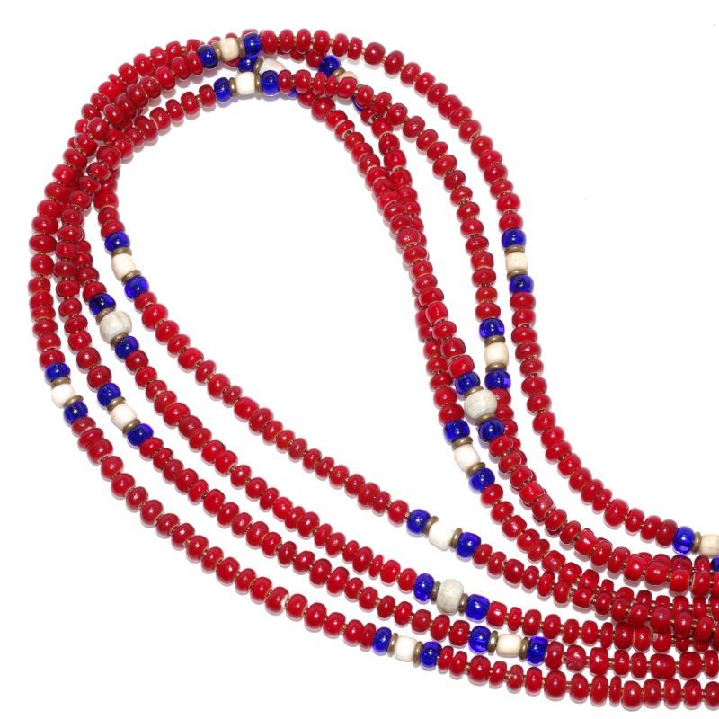 【White Hearts】2way Necklace DEEP RED Blue x White