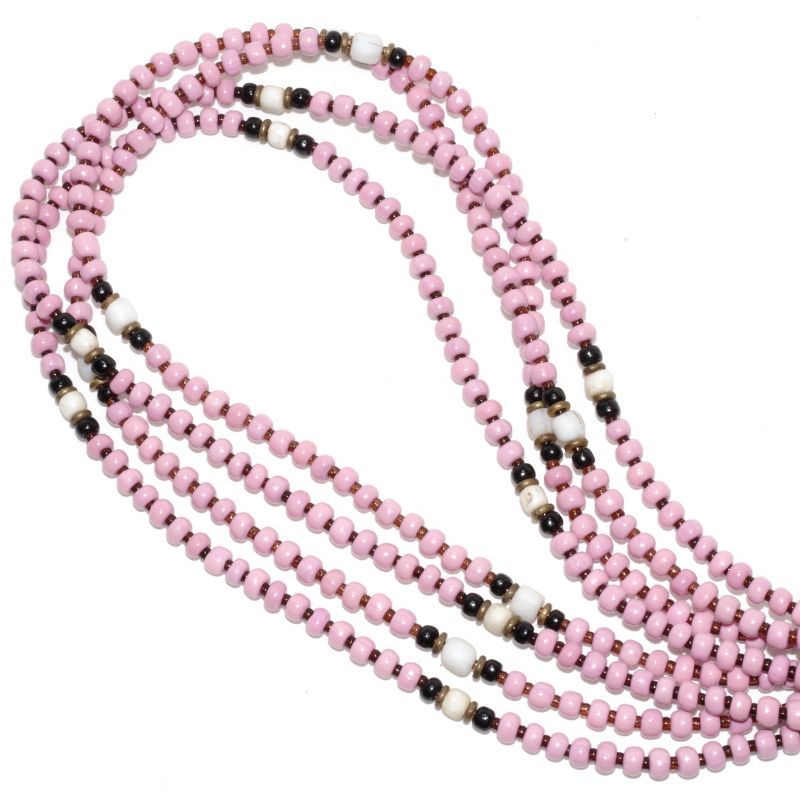 【Seed beads】2way Necklace MASAI PINK Black x White
