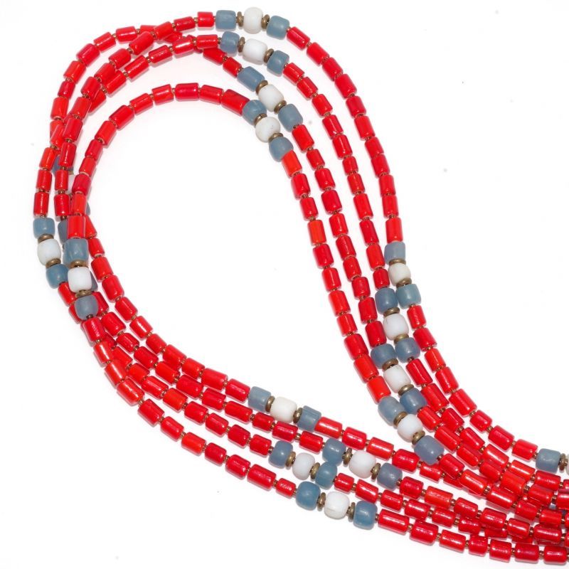 【White Hearts】2way Necklace TUBE RED Light blue x White