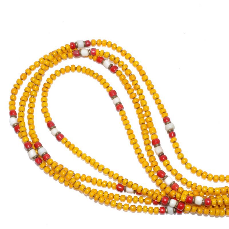 【White Hearts】2way Necklace YELLOW Brown red x White