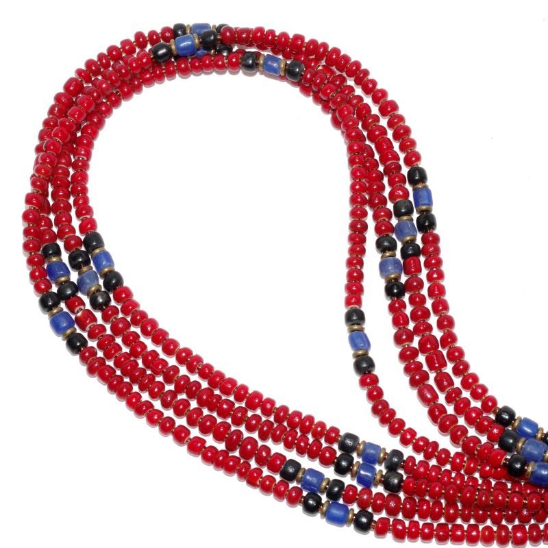 【White Hearts】2way Necklace DEEP RED Black x Blue