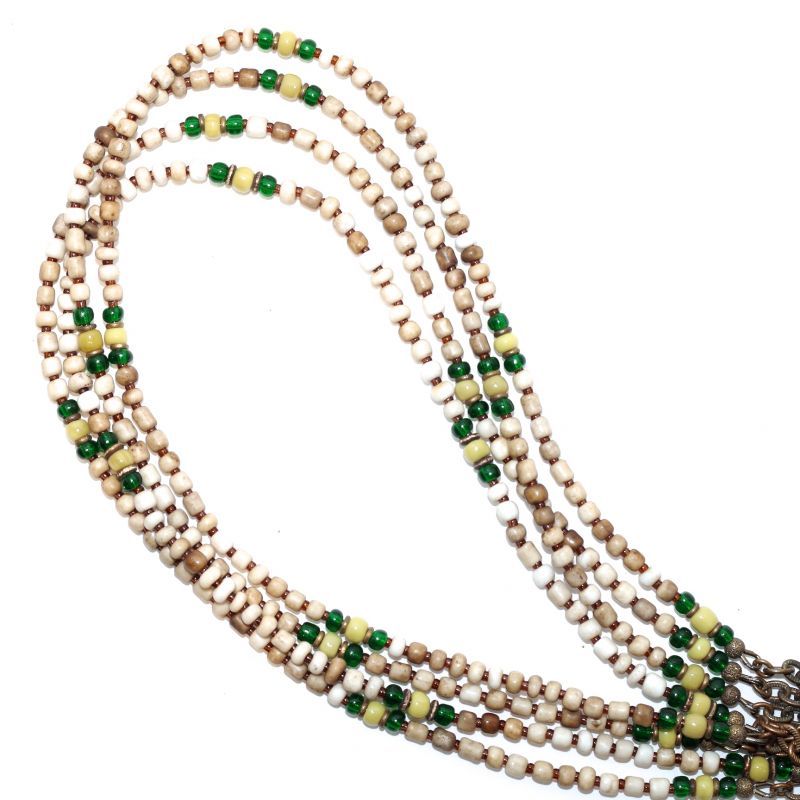 【Seed beads】2way Necklace WHITE Green x Yellow beige