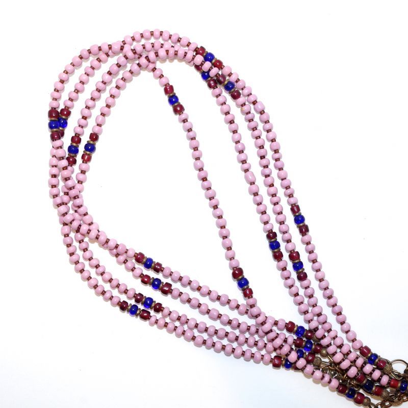 【Seed beads】2way Necklace MASAI PINK Purple red x Blue