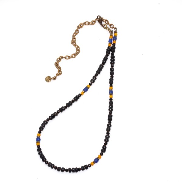 画像2: 【Seed beads】2way Necklace BLACK Yellow x Blue (2)